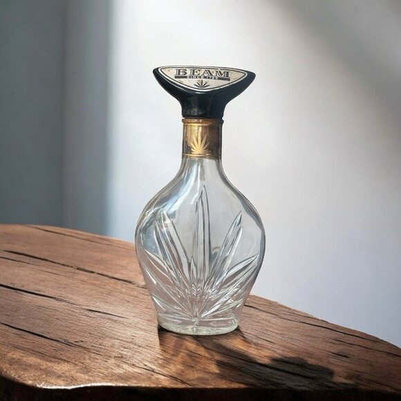 VTG 1959 Jim Beam Bourbon Decanter Clear Glass Bottle Man Cave Collectible - Picture 1 of 6